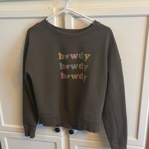 Pact Olive Sweatshirt with Multicolor Howdy Graphic Women’s Size Small